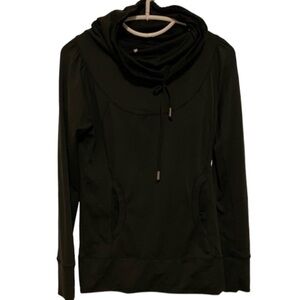 Prana Black Funnel Neck Drawstring Pullover Size Small